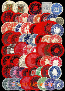 45048 - 1900-30 Paper seal  selection of 104 pcs of kruhových label