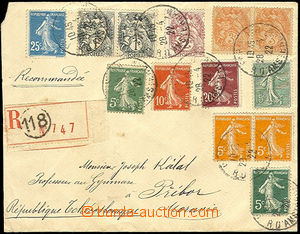 45172 - 1922 Reg letter addressed to to Czechoslovakia with multicol