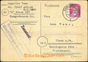 45231 - 1945 C.C. SANGERHAUSEN  PC from prisoner  to Bohemia, with M