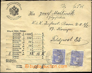 45242 - 1915 money letter  sent on/for FP No.85, envelope in/at Germ