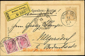 45333 - 1897 PC 2 Kreuzer, Mi.P92 sent as Reg, uprated with stamp 2x