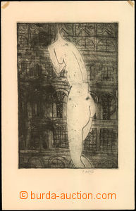 45349 - 1941 KOTÍK John   Nude, unmarked, signed, dry-point, 165x24