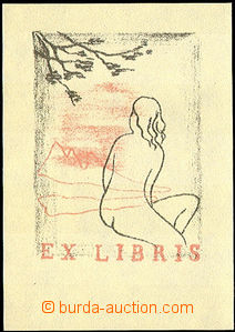 45355 - 1930 TOYEN  Nude, Ex Libris, color lithography., 47x64 mm