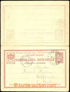 45466 - 1902 mezinárodní dvojitá jednostranně prošlá dopisnice