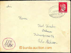 45469 - 1944 letter addressed to to Bohemia-Moravia with railway pmk