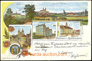 45510 - 1899 ROŽĎALOVICE - litografie, zámek, Kostelní ulice, m