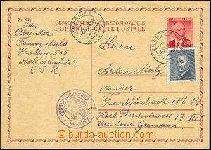 45528 - 1948 CENZURA  dopisnice CDV84 dofr. zn. 60h zaslaná do US z