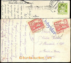 45553 - 1920-23 2 pohlednice s řádkovými razítky poštoven OUBYS