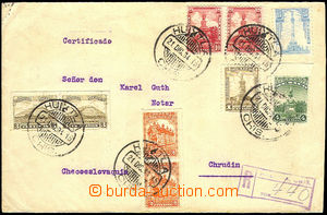 45583 - 1934 R-dopis adresovaný do ČSR, vyfr. bohatou frankaturou 