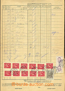 45623 - 1954 doručovací formulář A4 s vylepenou smíšenou frank