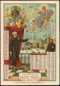 45674 - 1914 KOMINICKÝ KALENDÁŘ  Konice, barevná lito., A3, 1x v