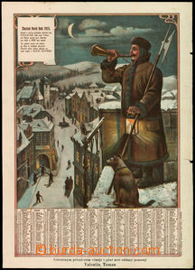 45677 - 1915 KALENDÁŘ PONOCNÉHO  barevná lito., A3, tisk J.Glos 