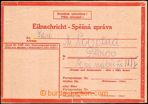 46000 - 1944 CSZ1  lístek Spěšná zpráva na růžovém papíru z