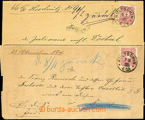 46144 - 1885-87 2ks skládaných dopisů vyfr. zn. 10Pf s DR HULTSCH