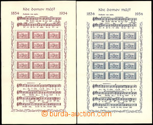 46190 - 1934 Pof.A283A, A284A thin souvenir sheets Anthem-issue in o