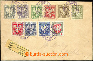 46484 - 1919 filatelistický R dopis vyfr. bohatou frankaturou polsk