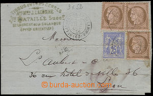 47537 - 1876 folded letter franked by Mi.3x49 + 63 II. stamps, daily