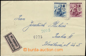 47552 - 1942 Potrubní pošta - dopis v místě vyfr. zn. Pof.100-10