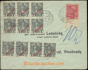 47777 - 1916 letter with Mi.144, CDS Král. Vinohrady 24.XI.16, burd