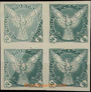 47800 - 1918 Pof.NV1 Sokol, block of four, 2 stamp. full and 2 stamp
