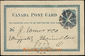 47910 - 1877 dopisnice 1ct Viktoria, tisk Montreal, němé DR, (Harr