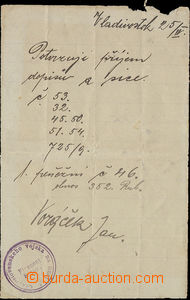 47918 - 1918? RUSSIA  certificate of income/receipt letters with rou