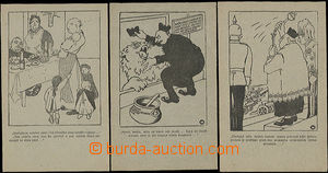 48256 - 1920 sestava 3ks kreslených čb pohlednic proti katolické 