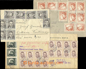 48405 - 1953 3x dopis z měnové reformy, 1x oboustranná frankatura