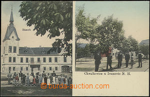 48423 - 1910? Chvalkovice by/on/at Ivanovic n./H., 2-view, castle an