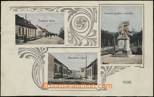 48438 - 1920? Dubí, 3-views, decorative border, used, repaired stmp