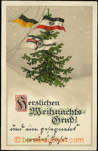 48494 - 1914 německé vlajky nad smrčkem jako vánoční pozdrav, 