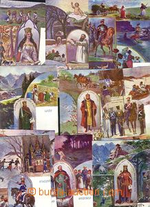 48501 - 1925? série 12ks barevných kreslených pohlednic Polský r