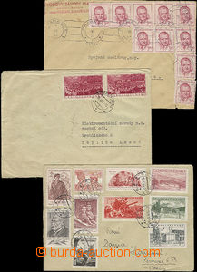 48763 - 1953 sestava 3ks dopisů vyfr. bohatými frankaturami, s DR 