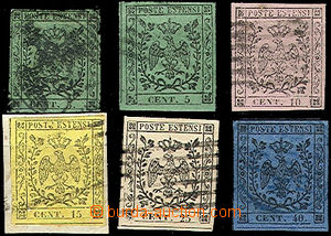48980 - 1852 assembly of 6 pieces of various stamps of I. emission, 