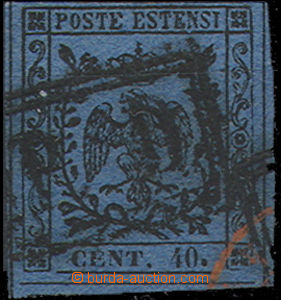 48990 - 1852 Mi.5a I., black on blue paper, above standard margins, 