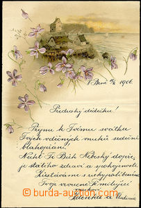 49038 - 1906 DOPISNÍ PAPÍRY  zdobené dopisní papíry, částečn