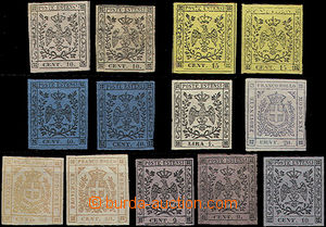 49048 - 1852-59 assembly of 13 pieces of classical stamps, includes 