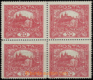 49243 -  Pof.9C, 20h red, block of four with ST on pos. 34/I, exp. b