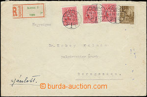 49473 - 1943 Reg letter from occupied Košice sent to Carpathian Rut