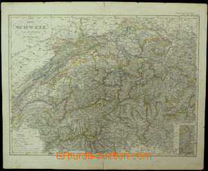49704 - 1854 map Switzerland, 44,5x37cm, vert. fold