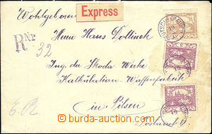 49754 - 1919 Reg and Express letter with 2x Pof.2 with private perf 
