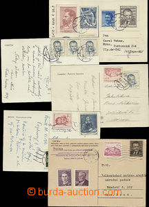 49847 - 1953 comp. 4 pcs of Ppc + 1 pcs of CDV with various franking