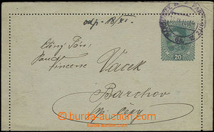 49967 - 1918 CPŘ8, rakouská zálepka 20h Karel, DR Pardubice 13.XI