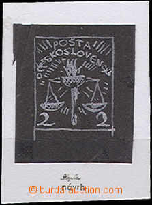 50056 - 1918 původní kresba bělobou na černém papíru od J. Ben