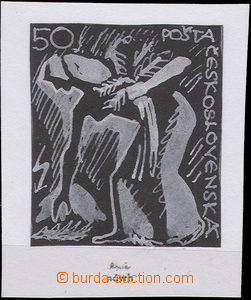 50057 - 1918 původní kresba bělobou na černém papíru od J. Ben