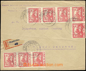 50084 - 1920 commercial Reg letter franked with. 8-tuple franking st