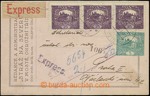 50090 - 1920 commercial PC sent Ex in/at postal rate III, with Pof.1