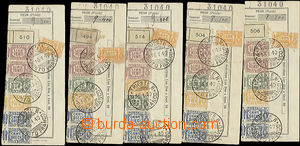 50167 - 1940 comp. 5 pcs of parcel dispatch card segments with mount