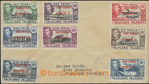 50195 - 1945 letter with Mi.1-8, whole overprint set, thin/light CDS