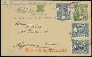50207 - 1914 ZANZIBAR post card Asch.21, sent to Germany with added 